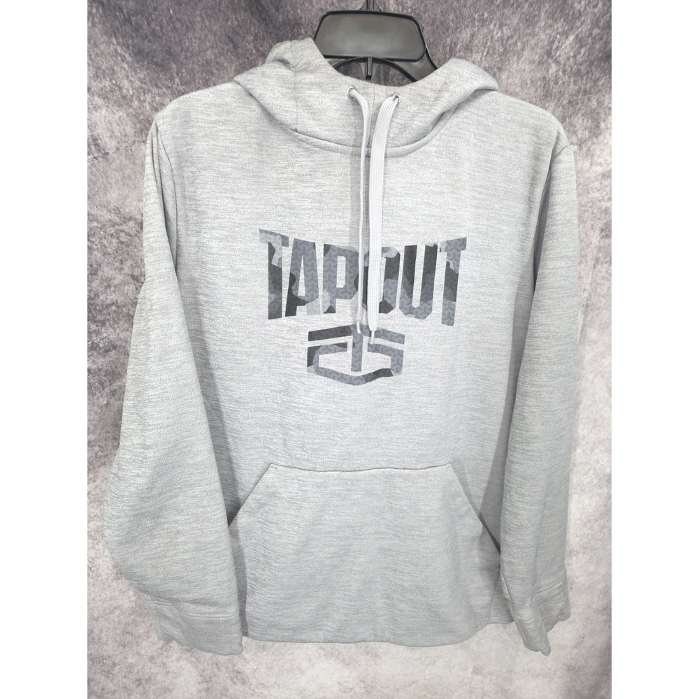 Tapout Hoodie Mens XL Gray Kangaroo Pocket Fighter MMA Y2K Hooded Sweatshirt